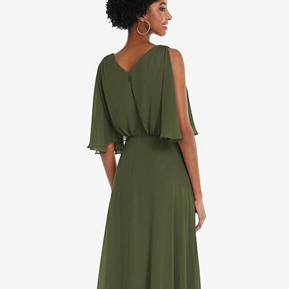 After Six 1565...V-Neck Split Sleeve Blouson Maxi Dress....Olive Green...Sz 18 - Picture 8 of 11